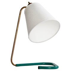 Diseñador italiano, Lámpara de mesa, Latón, Metal, Tela, Italia, Década de 1940