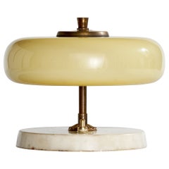 Italian Designer, Table Lamp, Brass, Glass, Marble, Italy, 1940s