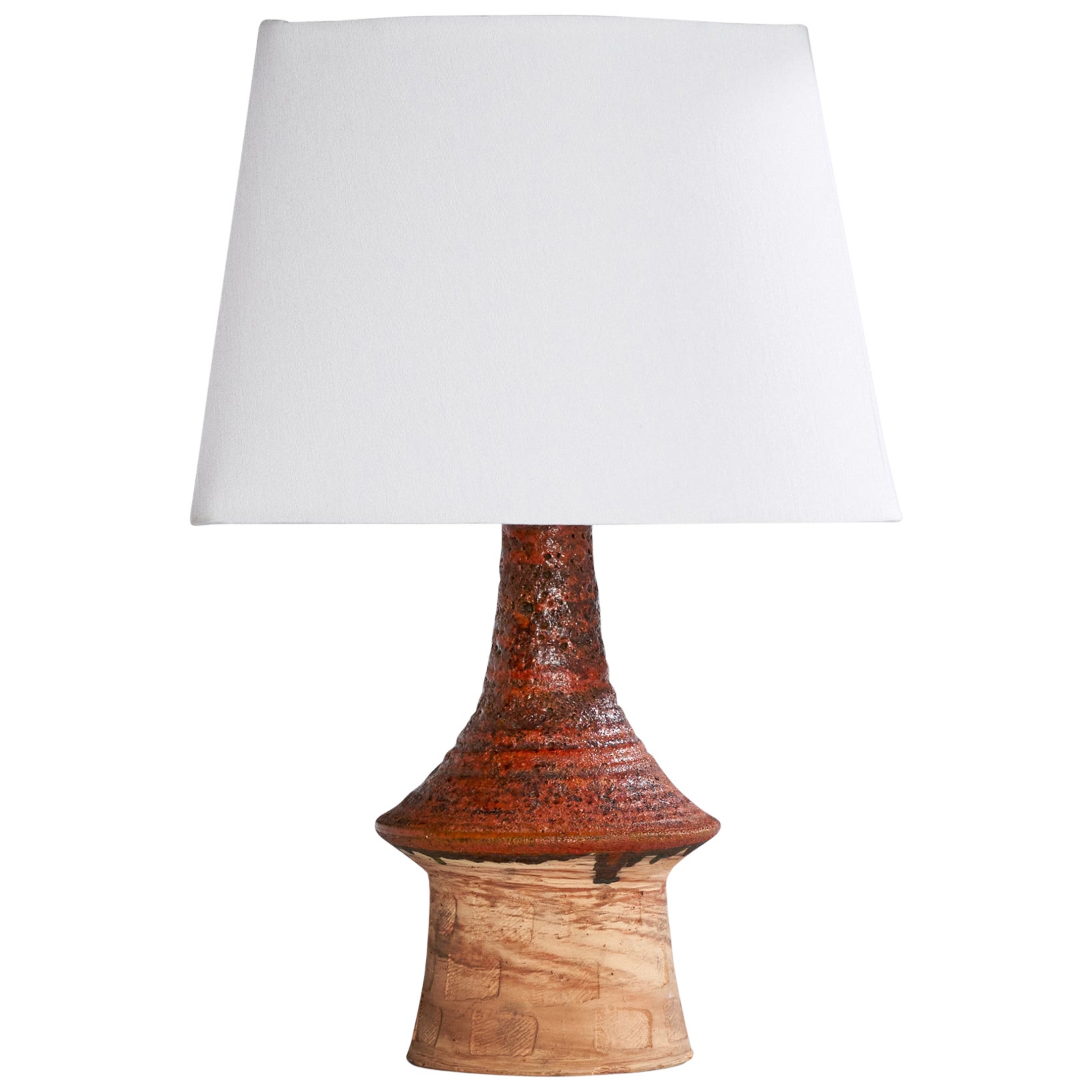 Børge Wernonch, lampe de table, grès, tissu, Danemark, années 1940