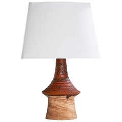 Børge Wernonch, lampe de table, grès, tissu, Danemark, années 1940