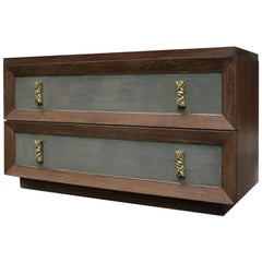 James Mont, Cerused Oak and Leather Chest, USA, circa 1940s