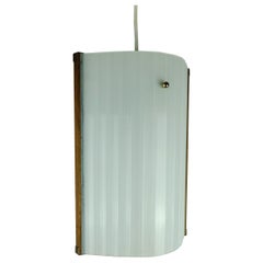 danish modern pendant lamp teak opaline glass textured glass 1950s