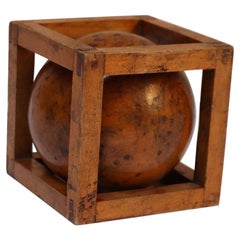 Vintage Folk Art Carved 'Ball in Cage' Whimsy