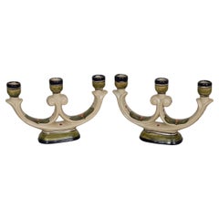 Candelabros de cerámica pintados a mano - Pareja