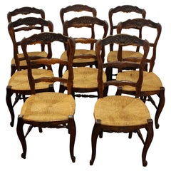 Late 19th Century Set of 8 Country French Dining Chairs