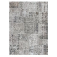 Alfombra rectangular tejida a mano neutra gris claro L16 Patchwork 250 by Mohebban