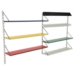 Dutch Mid-Century Multi-Colored Metal 2 Section Industrial Wall Unit by Pilastro