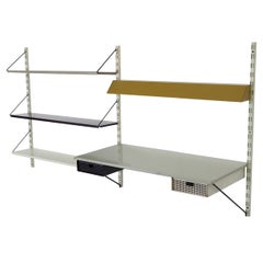 Pilastro Industrial Metal 2 Section Shelving Unit with Desk and Light