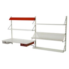 Mueble alto industrial de 2 cuerpos con escritorio Pilastro holandés de mediados de siglo