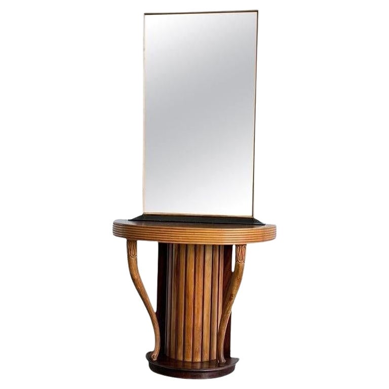 Italian Mirror Timber Console Attributed to Osvaldo Borsani 1950