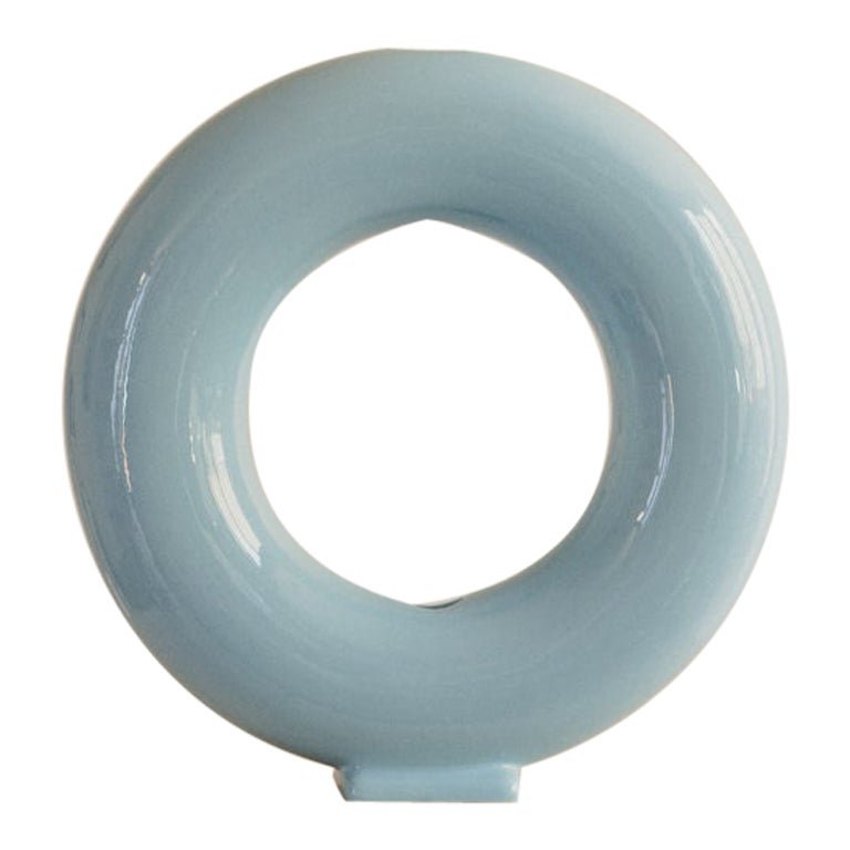 Vase Ceramic Handmade Baby Blue Glazed - Vacuum