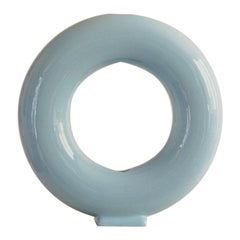 Vase Ceramic Handmade Baby Blue Glazed - Vacuum