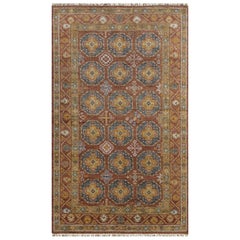 Hand-Knotted Rug in Navajo Red and Deep Blue Traditional Southwestern Design