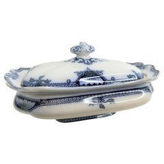 Grande Verdura coperta rettangolare antica di Burgess & Leigh Hamilton Flow Blu