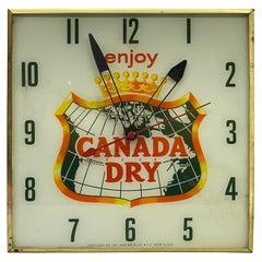 Vintage 1960s Canada Dry Ginger Ale Illuminated Advertising Wall Clock, Pam Clock Co.