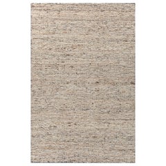 Tappeto annodato a mano in grigio ghiaccio scuro e crema naturale, design geometrico moderno