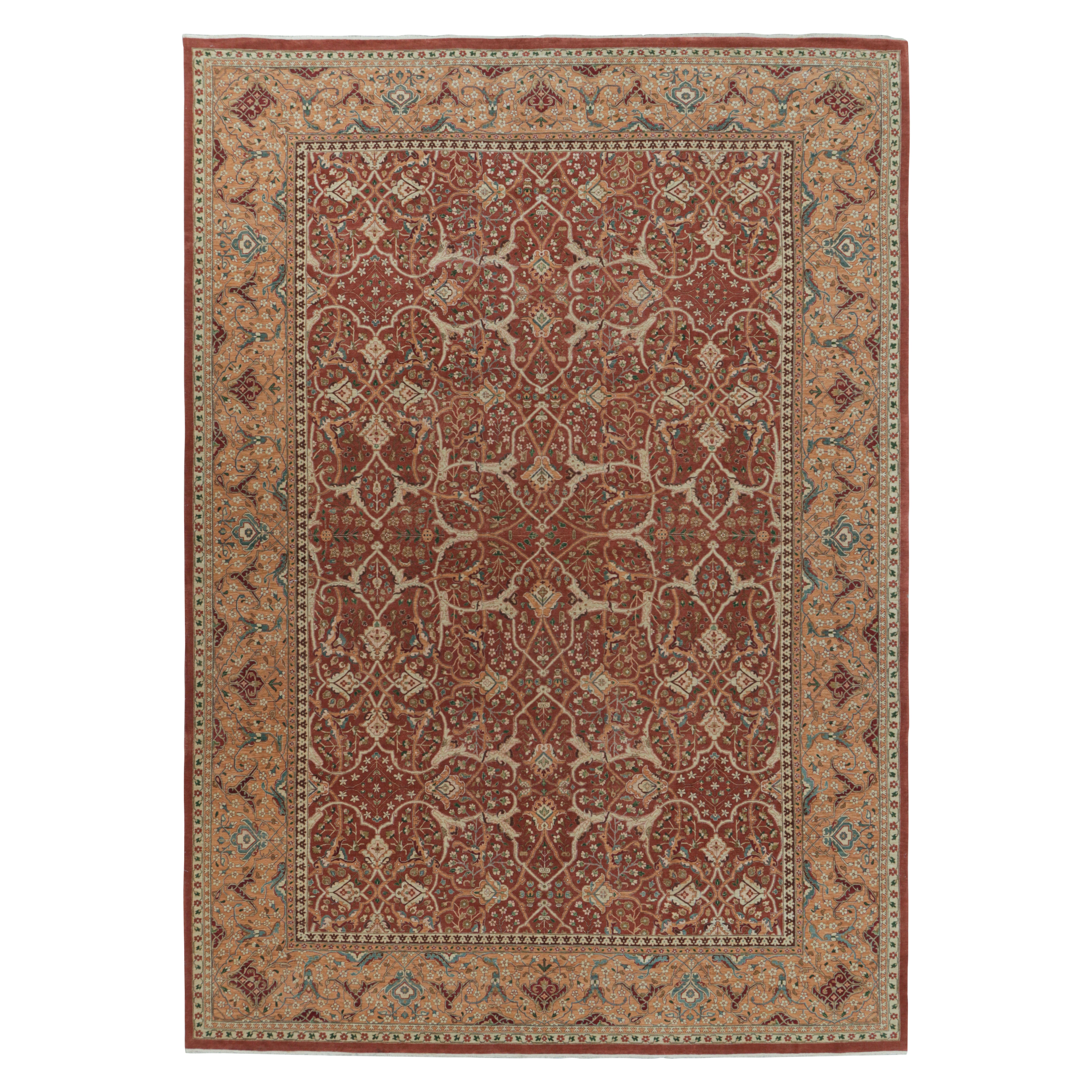 Rug & Kilim’s Oversized Persian Tabriz Style Rug in Red with Floral Patterns
