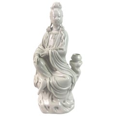 White porcelain "blanc de Chine" statuette of the goddess Guan Yin China 19th