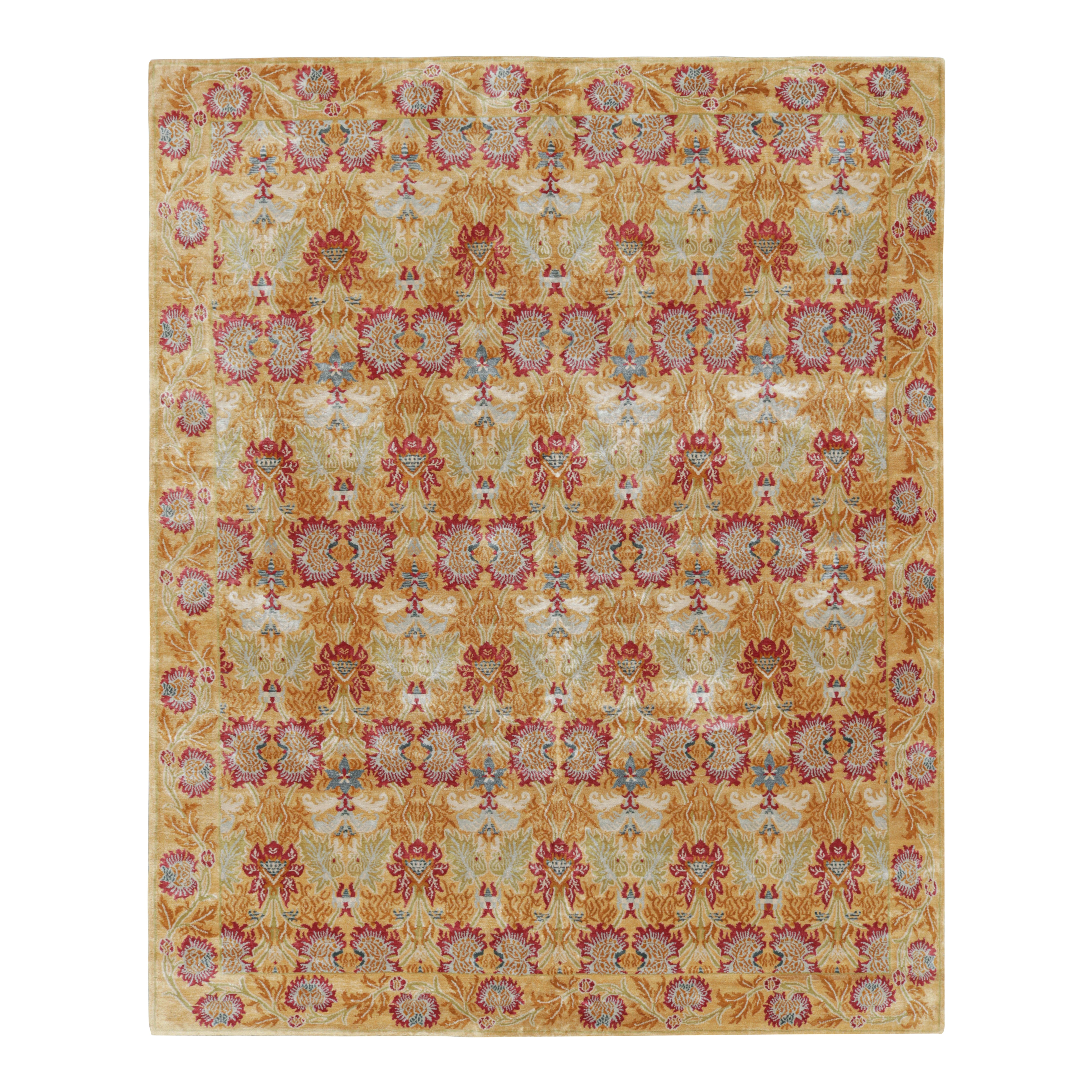 Rug & Kilim’s European Style Rug in Gold with Floral Patterns “Toledo”