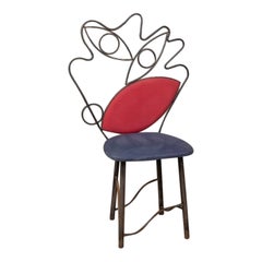 Sculptural vintage 70s iron and fabric chair Italian design