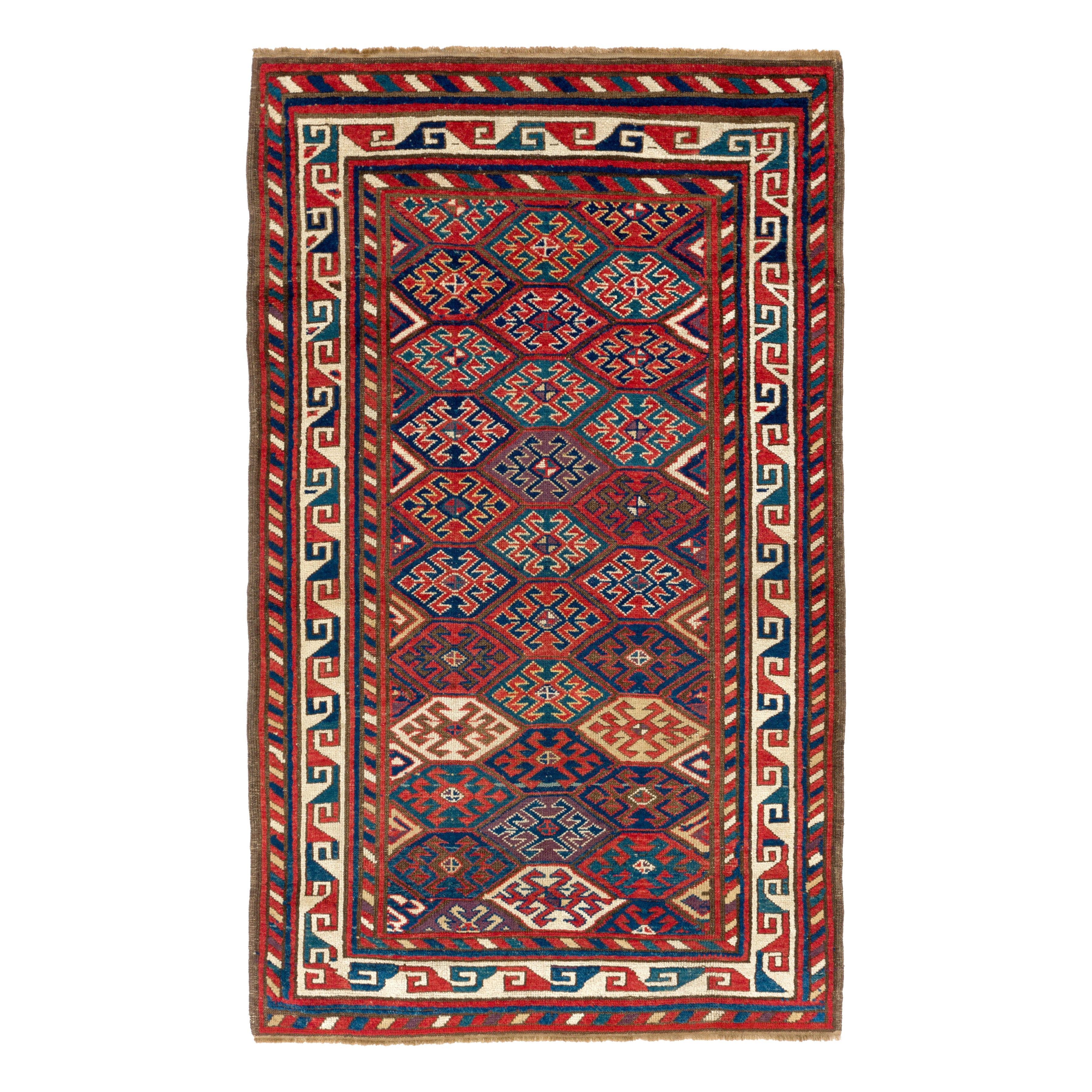 4'x6'5'' Antique Caucasian Karabagh Kazak Rug, Ca 1880