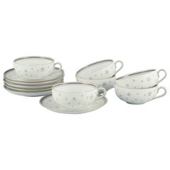 Bing and Grondahl, “Milky Way”.  Six teacups with saucers. Approx. 1930s
