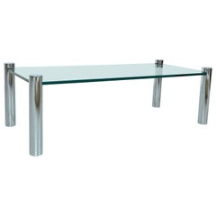 Rare 1970s ROR Glass Chrome Rectangular Coffee Table by Beatles Ringo Starr