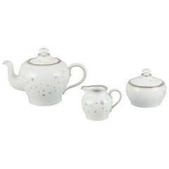 Bing and Grondahl, "Milky Way". Teapot with sugar bowl and creamer
