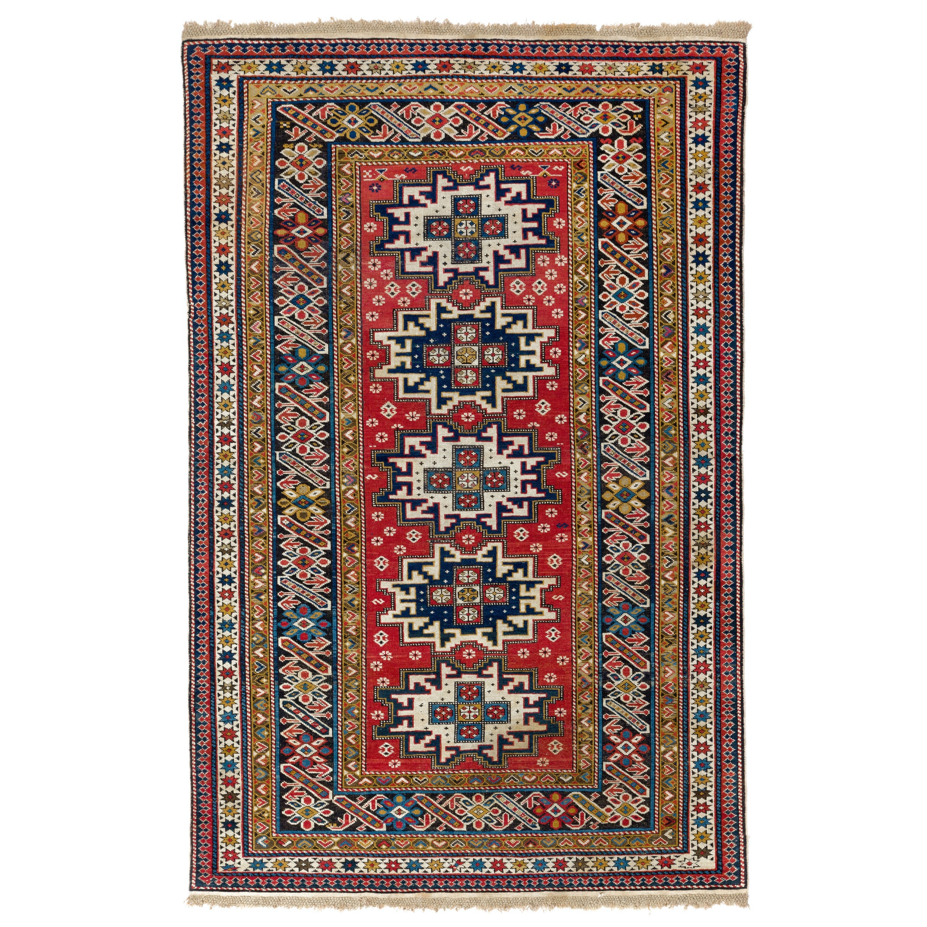 4x6.3 ft Antique Caucasian Chi Chi Shirvan Rug, Rare Collectors Rug For Sale
