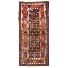 3'8''x8' Ancien tapis caucasien Talish du 19ème siècle, Circa 1875