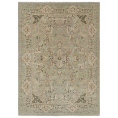 Tapis de style polonaise de Rug & Kilim en vert clair avec médaillons floraux