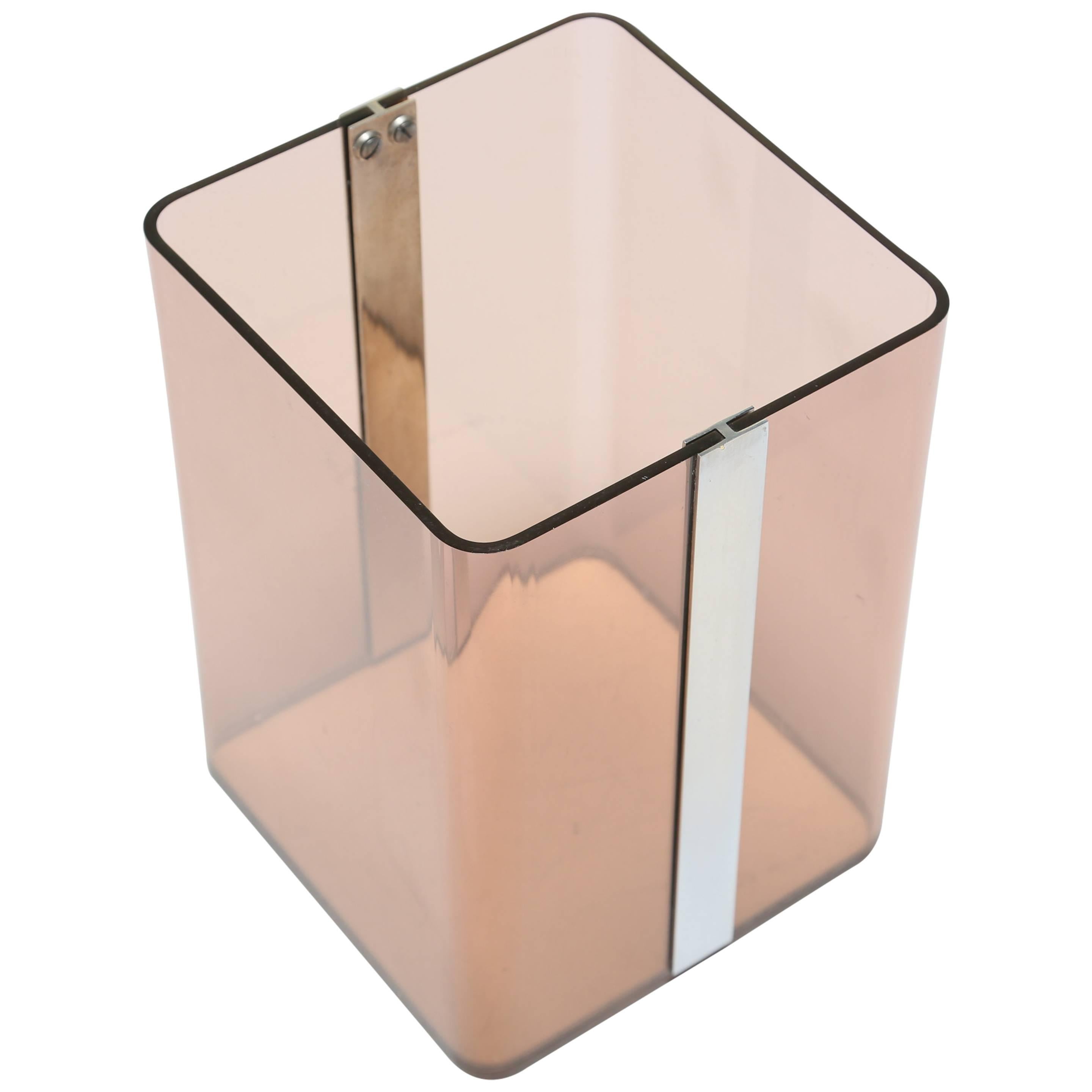 Lucite and Chrome Waste Paper Bin