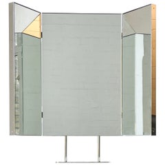 Triptych Countertop Rectangular Mirror with Minimalist Nickel plated Frame