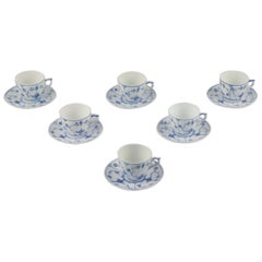 Royal Copenhagen Juego de seis tazas de café con platillos.