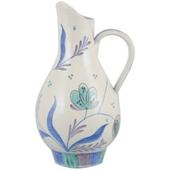Nittsjö, Sweden. Unique ceramic vase. Hand painted with floral motifs. Ca 1960