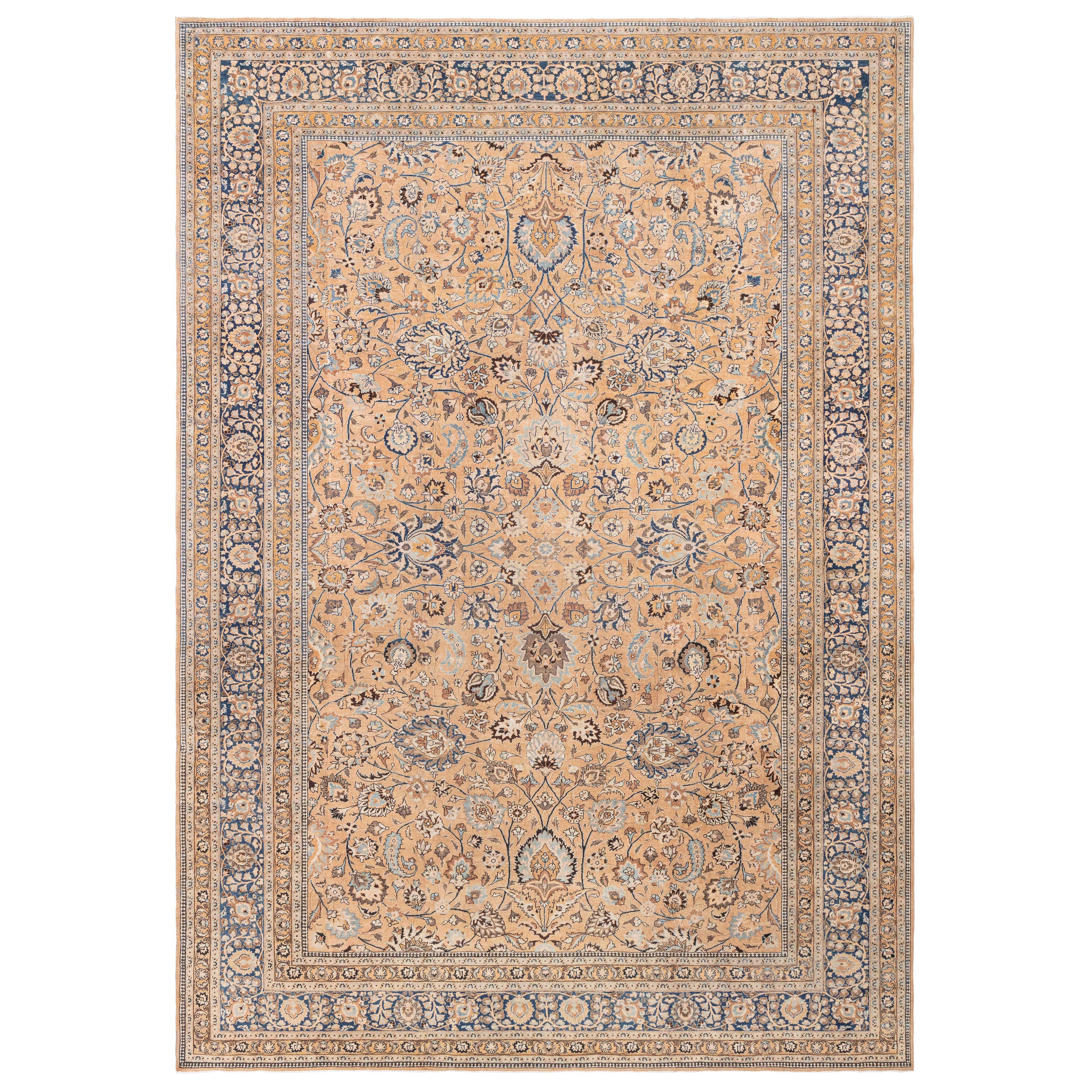 Doris Leslie Blau Tappeto antico persiano Tabriz arancione in lana fatto a mano
