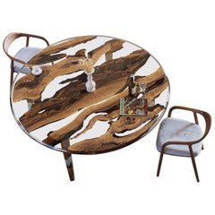 Round Epoxy Black Walnut Table - Clear Transparent Epoxy Resin Table
