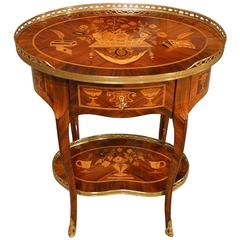Rosewood and Kingwood Marquetry Inlaid French Gueridon/Side Table
