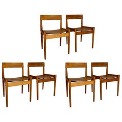 Set of Six Grete Jalk Chairs Oak Poul Jeppesen Denmark 1950s Plywood