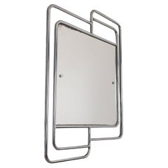 Miroir vintage des années 70, design italien, en métal tubulaire chromé