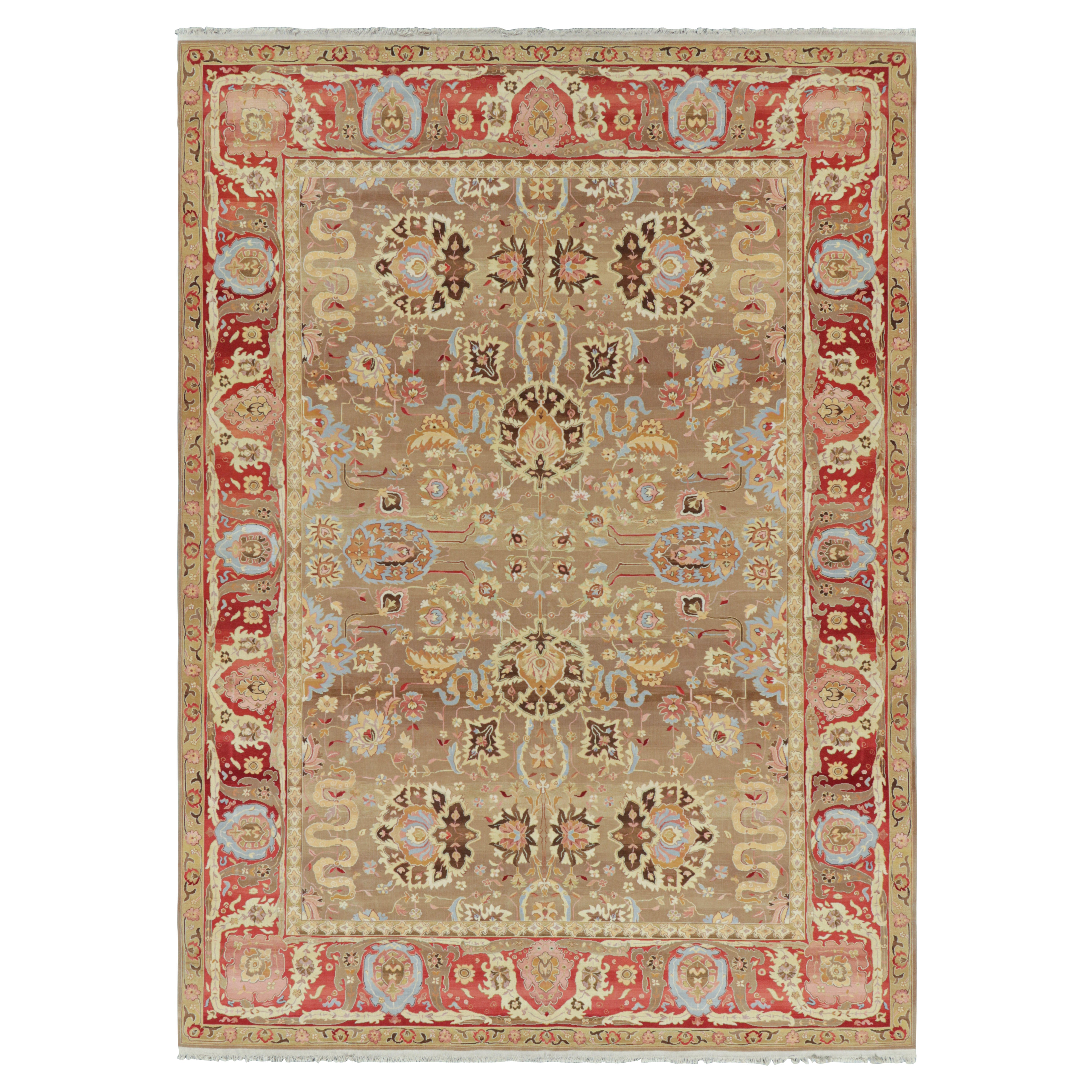 Rug & Kilim’s Persian Tabriz Style Rug in Beige-Brown with Floral Patterns
