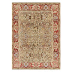 Rug & Kilim’s Persian Tabriz Style Rug in Beige-Brown with Floral Patterns