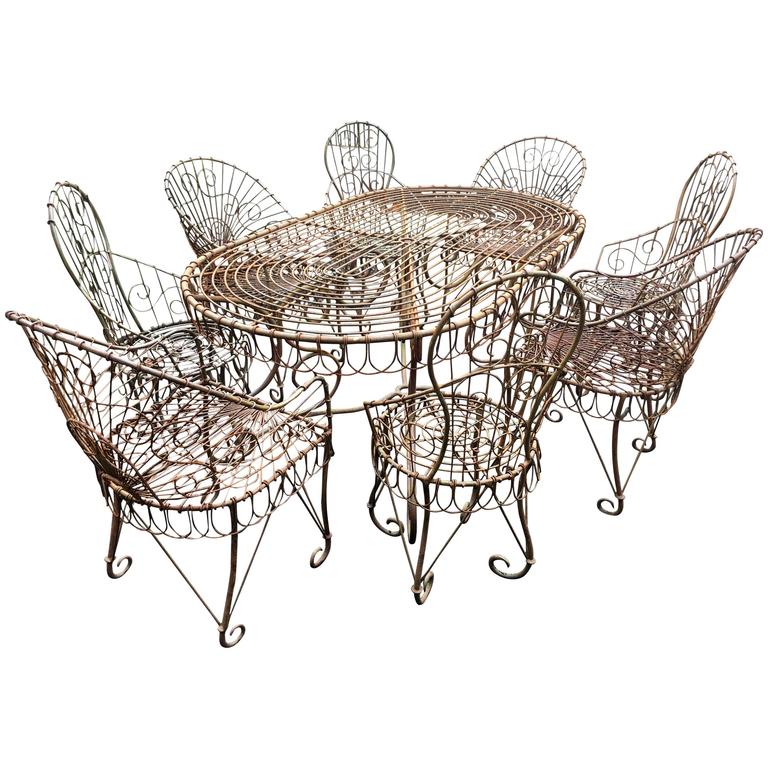 Large Oval Wrought Iron Dining Set for Eight at 1stdibs