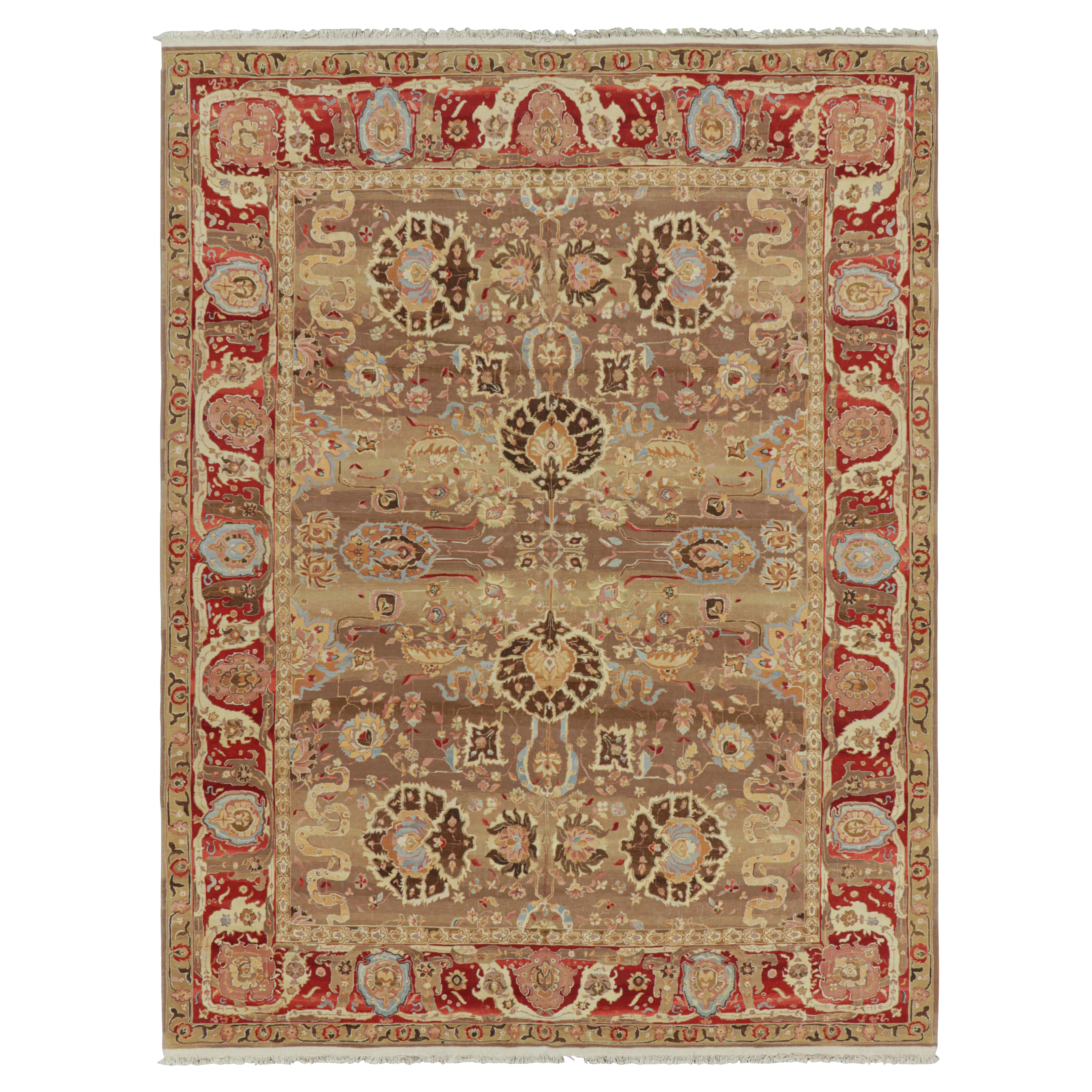 Rug & Kilim’s Persian Tabriz Style Rug in Beige-Brown with Floral Patterns