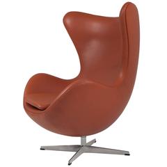 Genuine Arne Jacobsen Egg Chair in Tanned Aniline Leather