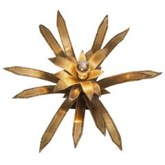 Brass Palm Light Black Marble Base 11