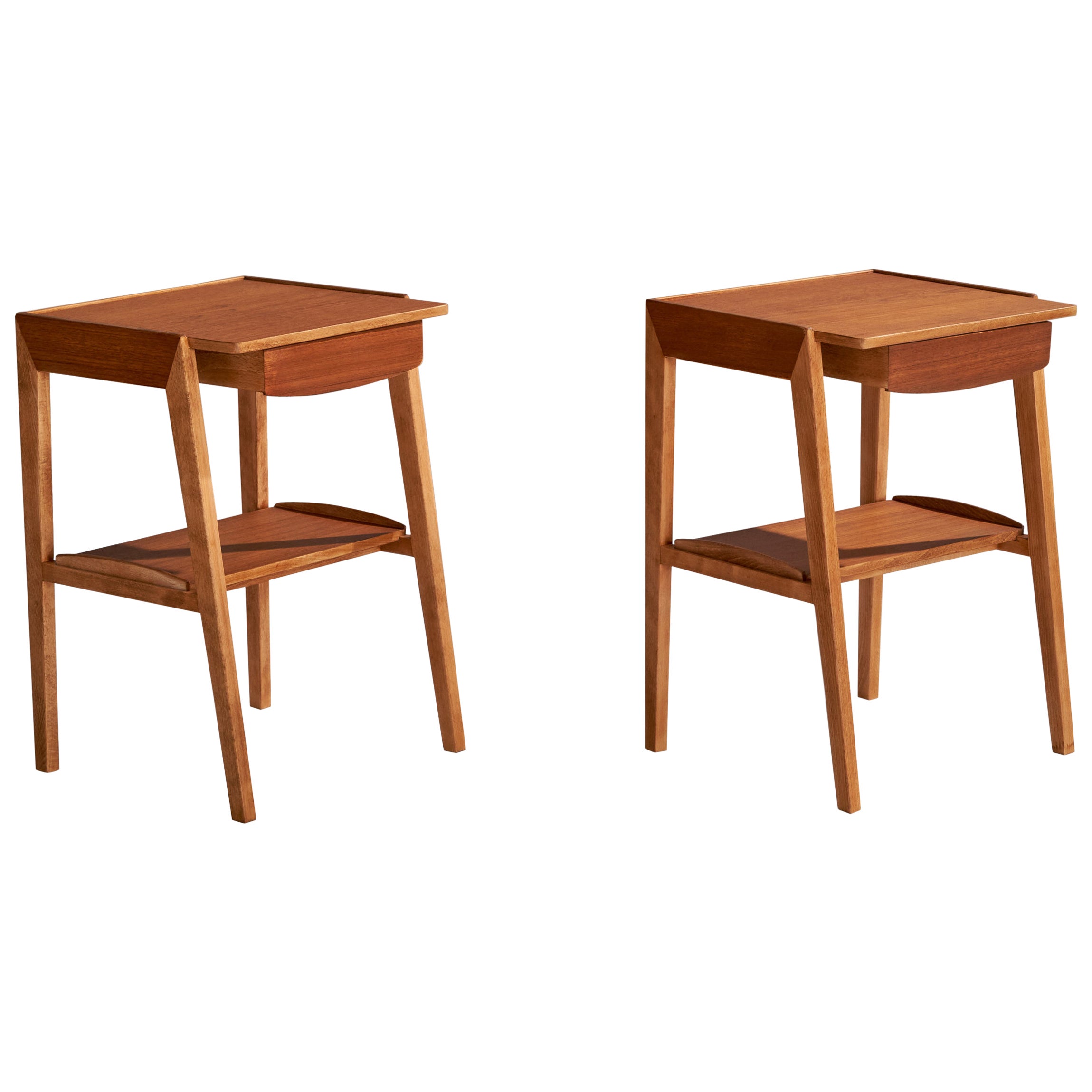 Swedish Designer, Nightstands, Teak, Sweden, 1960s For Sale