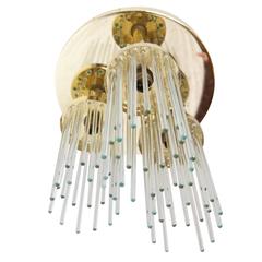 Sciolari Gilt Brass and Glass Rod Chandelier 1