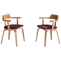 Walter Gropius, Armchairs, Oak, Velvet, USA, 1970s