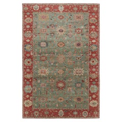 Alfombra sobredimensionada de estilo Sultanabad Rug & Kilim en verde cerceta con motivos florales